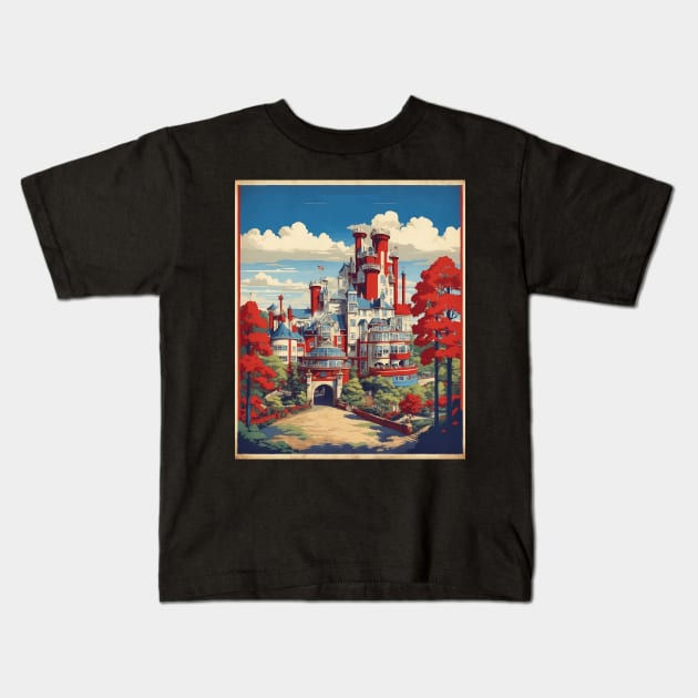 Alton Towers Resort Staffordshire United Kingdom Vintage Travel Tourism Poster Art Kids T-Shirt by TravelersGems